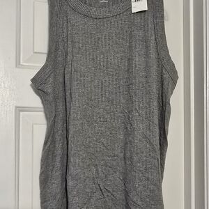 NWT Women's Ribbed Tank Pajama Top - Gray- Large